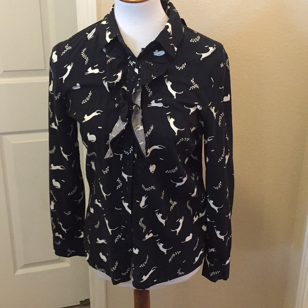 Max Studio  Small LS Shirt Cat Print